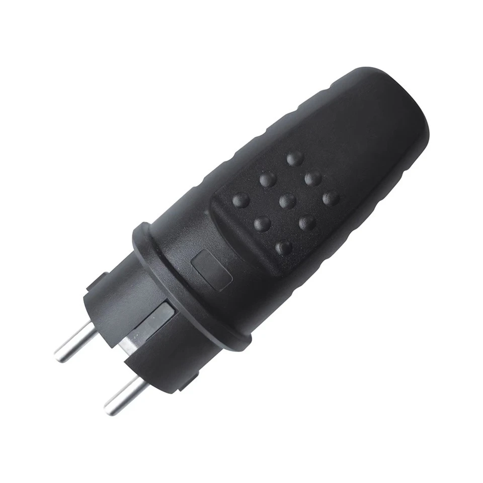 Plugue Schuko de borracha 16a preto